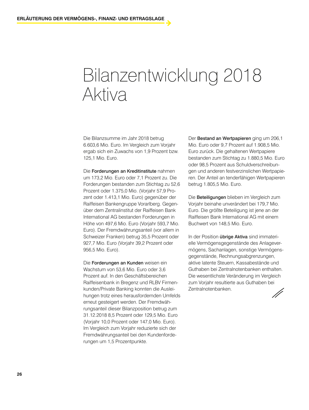 Vorschau Geschäftsbericht Raiffeisenlandesbank Vorarlberg 2018 Seite 26