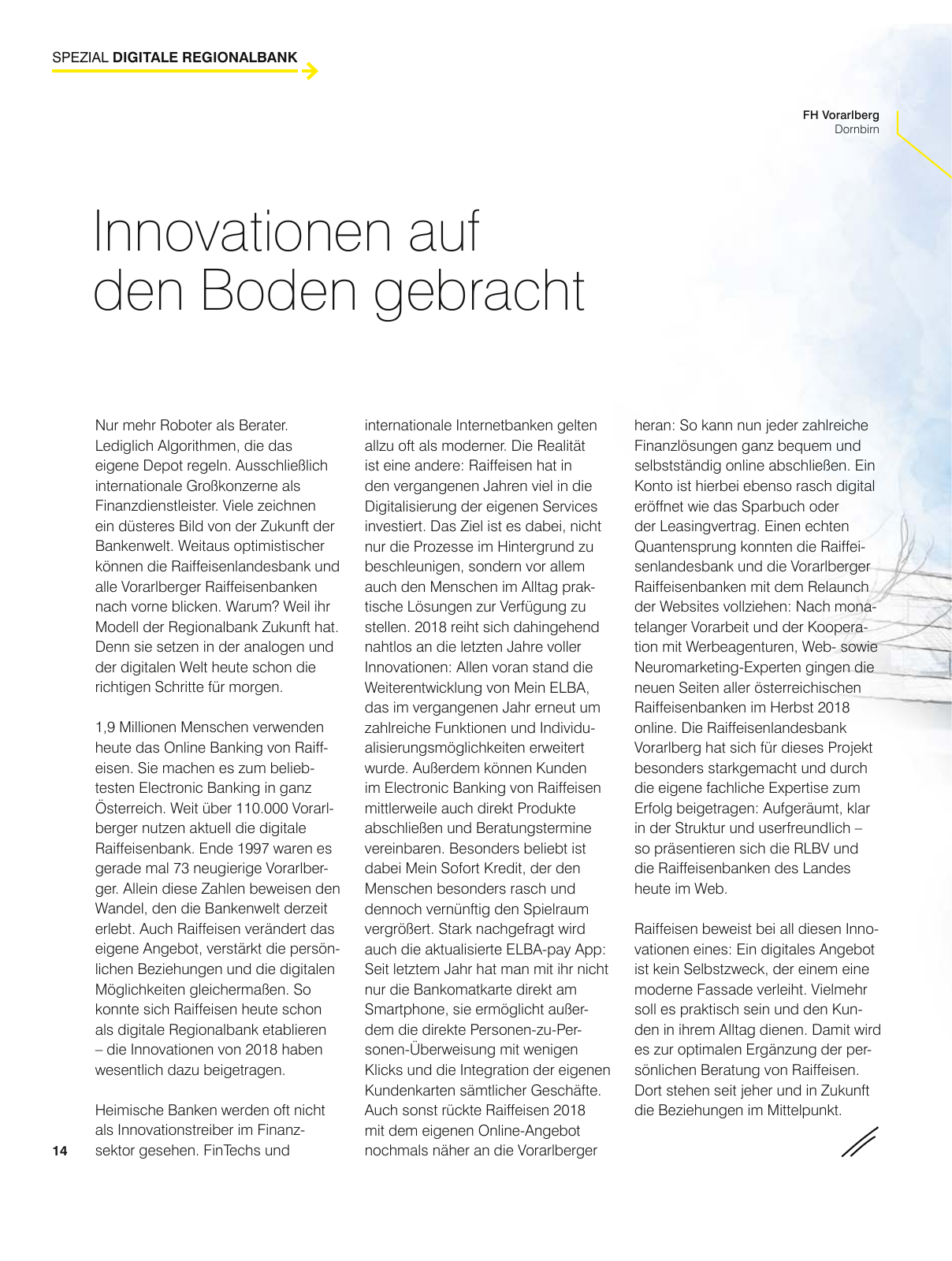 Vorschau Geschäftsbericht Raiffeisenlandesbank Vorarlberg 2018 Seite 14