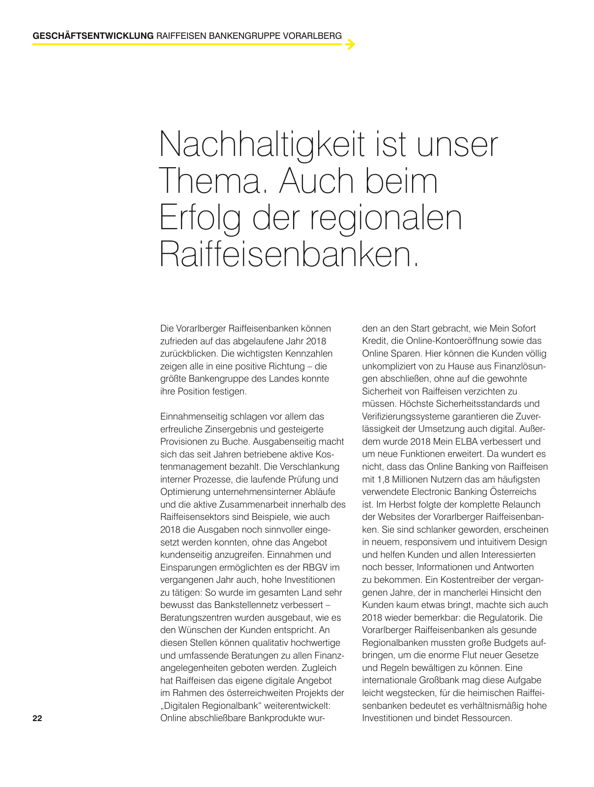 Vorschau Geschäftsbericht Raiffeisenlandesbank Vorarlberg 2018 Seite 22