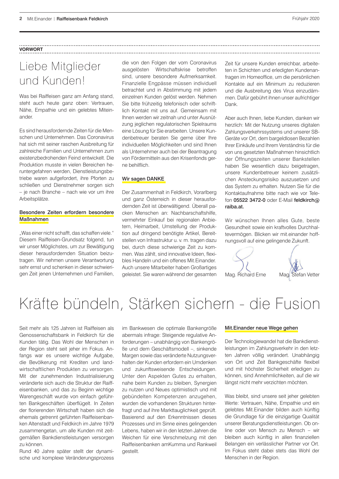 Vorschau Mitgliederzeitung RB Feldkirch Frühjahr 2020 Seite 2